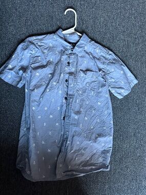 Place Blue Short-Sleeve Button-Down with White Anchor Print